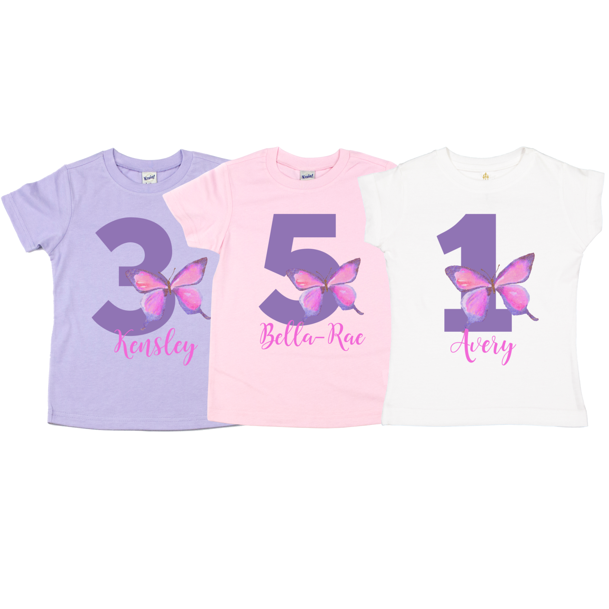 Personalized Butterfly Birthday Kids Shirt - Purple, Pink, & White - MMofPhilly